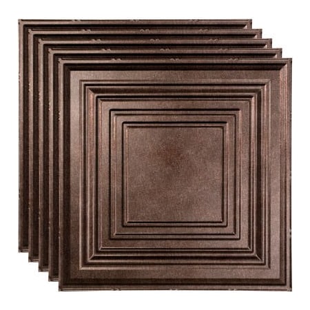 Acoustic Ceiling Products Fasade Traditional Syle No 3 - 23-3/4" x 23-3/4" PVC Lay In Tile in Smoked Pewter - PL5427 PL5427